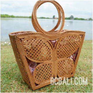 natural grass ata rattan butterfly style women handbag full handmade